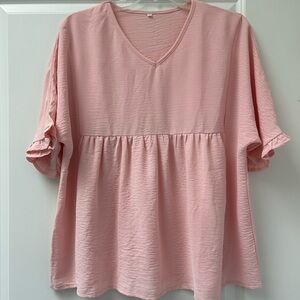 Pink V-Neck Women's Top